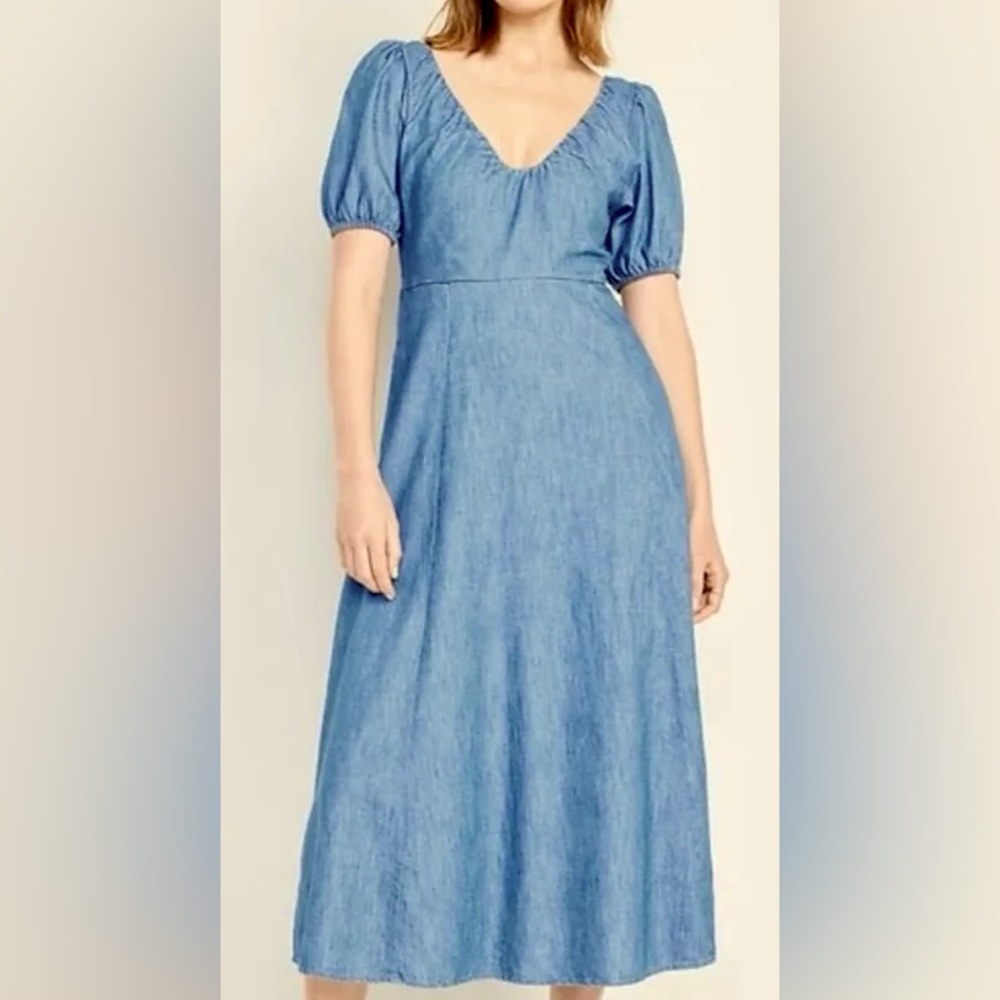 NWOT Old Navy Women’s Size Small Puff Sleeve Midi Dress-Flattering Empire Detail
